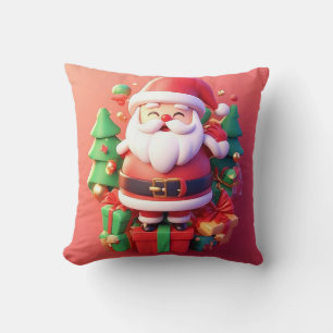 Blijde Kerstman Omringd door Festieve Kerst Kussen
