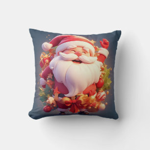 Blijde Kerstman Omringd door Festieve Kerstmis Kussen