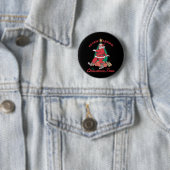 Blijde Kerstman Rockt rond de Kerstboom Ronde Button 5,7 Cm (In situ)
