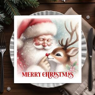 Blijde Kerstman Rudolph Kerstfeest Diner  Servet