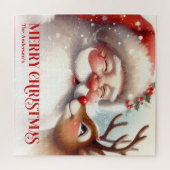 Blijde Kerstman Rudolph Persoonlijke Kerst Kindere Legpuzzel (Horizontaal)