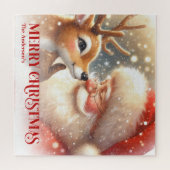 Blijde Kerstman Rudolph Persoonlijke Kerst Kindere Legpuzzel (Horizontaal)