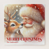 Blijde Kerstman Rudolph Persoonlijke Kerst Kindere Legpuzzel (Verticaal)
