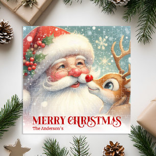 Blijde Kerstman Rudolph Persoonlijke Kinder Cadeau Legpuzzel
