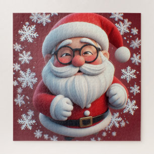 Blijde Kerstman Sneeuwvlokken Scene Voor Kerstpret Legpuzzel