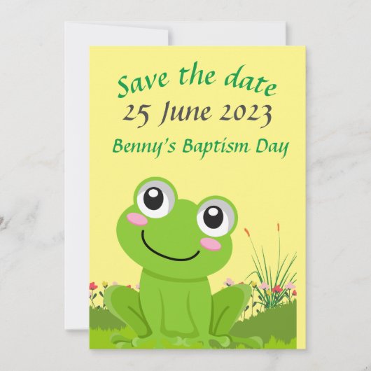 Blijde kikker SAVE THE DATE - bewerkbare tekst Kaart (Voorkant)
