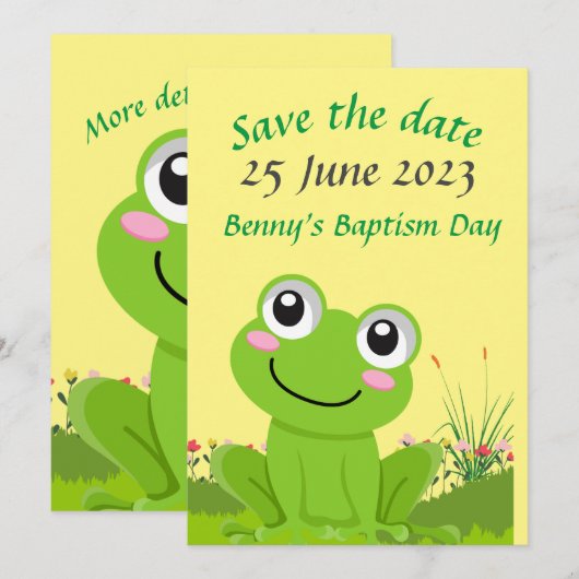 Blijde kikker SAVE THE DATE - bewerkbare tekst Kaart (Voorkant / Achterkant)