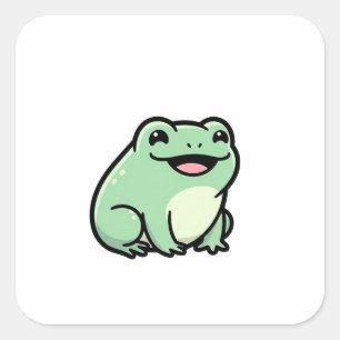 Blijde Kikker – Schattige Kawaii Dieren Illustrati Vierkante Sticker