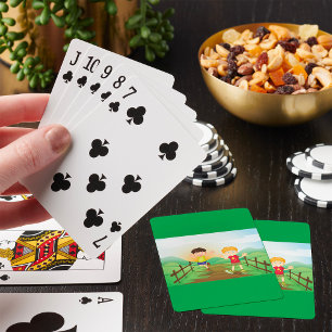 Blijde Kinderen die Buiten Spelen Pokerkaarten
