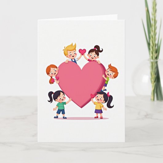 Blijde Kinderen met Liefdevolle Harten Kaart (Voorkant)