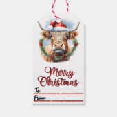 Blijde koe in hoeden Kerstkaart Cadeaulabel (Voorkant)
