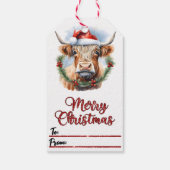 Blijde koe in hoeden Kerstkaart Cadeaulabel (Achterkant)
