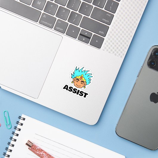 Blijde Koning Erik | Gamer Assist Viering Sticker (Laptop met iPhone)