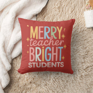Blijde Leraar Helder Studenten Kerstmis Grappige K Kussen