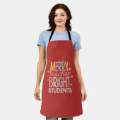 Blijde Leraar Helder Studenten Kerstmis Grappige K Schort (Gedragen)