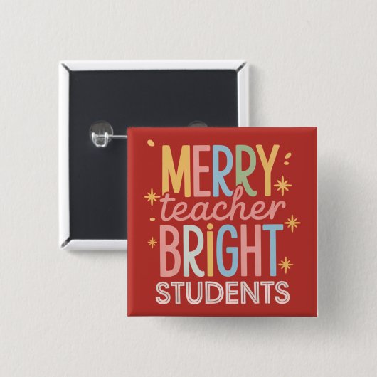 Blijde Leraar Heldere Studenten Kerstmis Grappige Vierkante Button 5,1 Cm (Voorkant /achterkant)