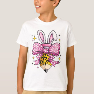 Blijde Leraar Schattig Coquette Strik Konijn Pasen T-shirt