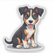 Blijde Manchester Terrier Puppy – Chibi Kunst Sticker (Voorkant)