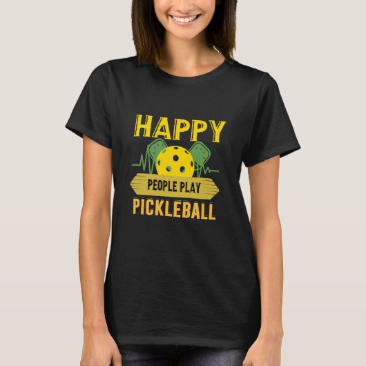 Blijde mensen spelen pickleball t-shirt (Voorkant)