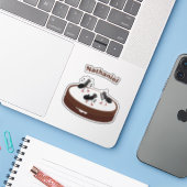 Blijde mieren schaatsen op een cookie cartoon sticker (Laptop met iPhone)