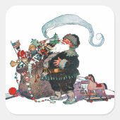 Blijde Oude Kerstman Elf, Jessie Willcox Smith Vierkante Sticker (Voorkant)