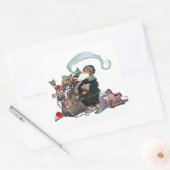 Blijde Oude Kerstman Elf, Jessie Willcox Smith Vierkante Sticker (Envelop)