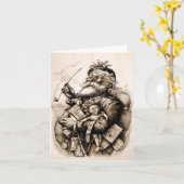 Blijde Oude Kerstman Kaart (Gele Bloem)