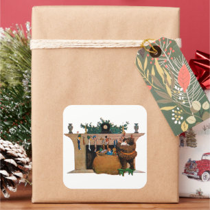 Blijde Oude Kerstman Kabouter, Jessie Willcox Smit Vierkante Sticker