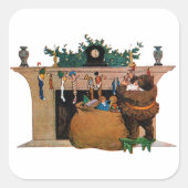 Blijde Oude Kerstman Kabouter, Jessie Willcox Smit Vierkante Sticker (Voorkant)