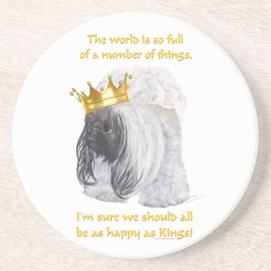 Blijde Pekingese Koning Zandsteen Onderzetter (Voorkant)