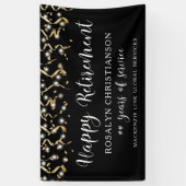 Blijde Pensioen Gouden Confetti Slingers Script Spandoek (Verticaal)