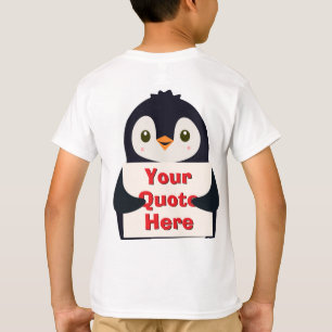 Blijde pinguïn met een bord om te personaliseren t-shirt