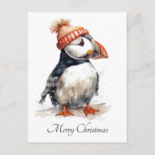 Blijde Puffin, op maat Feestdagenkaart