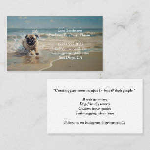 Blijde Pug aan het Strand aanpasbaar Visitekaartje