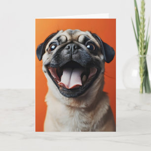 Blijde Pug Schattige Hond Feestdagen Kaart