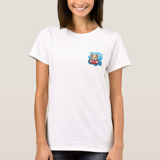 Blijde Pup in Reddingsboei T-shirt (Voorkant)