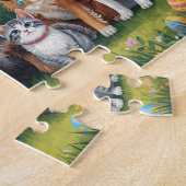 Blijde Puppies en Kittens in de Lentetuin Legpuzzel (Zijkant)