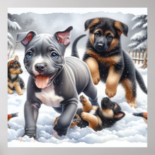 Blijde Puppies Spelen Poster