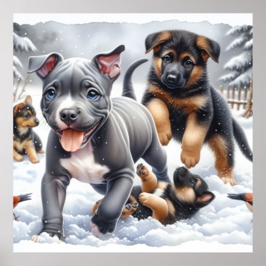 Blijde Puppies Spelen Poster (Voorkant)