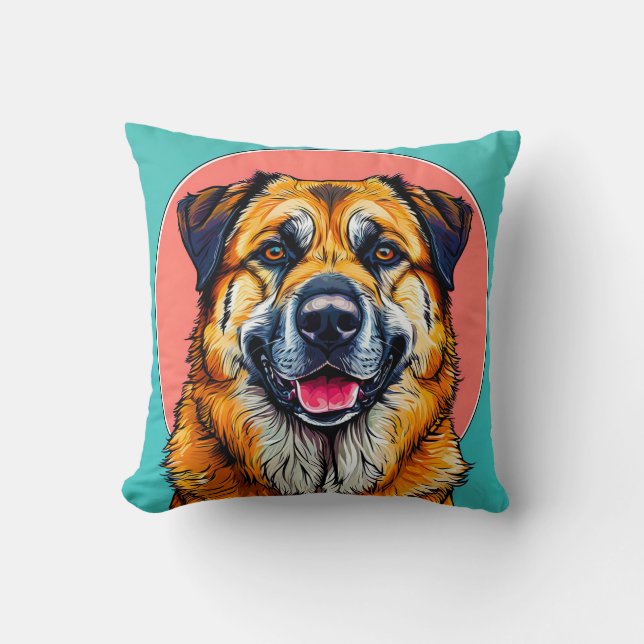 🐾 Blijde Puppy Pop Art Decoratie 🐾 Kussen (Voorkant)