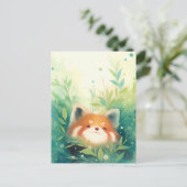 Blijde Rode Panda in Groene Tuin Briefkaart (Staand voorkant)