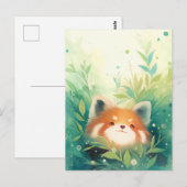 Blijde Rode Panda in Groene Tuin Briefkaart (Voorkant / Achterkant)