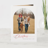 Blijde Rode Script Familieboog Foto Kerstmis Kaart (Voorkant)