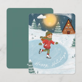 "Blijde schaatser" Feestdagenkaart