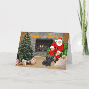 Blijde Schotse Terrier & Kerstman Feestdagen Kaart