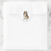 Blijde Sheltie Ronde Sticker (Tas)