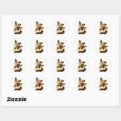Blijde Siamese Kat die Viool Speelt Retro Middelee Ronde Sticker (Vel)