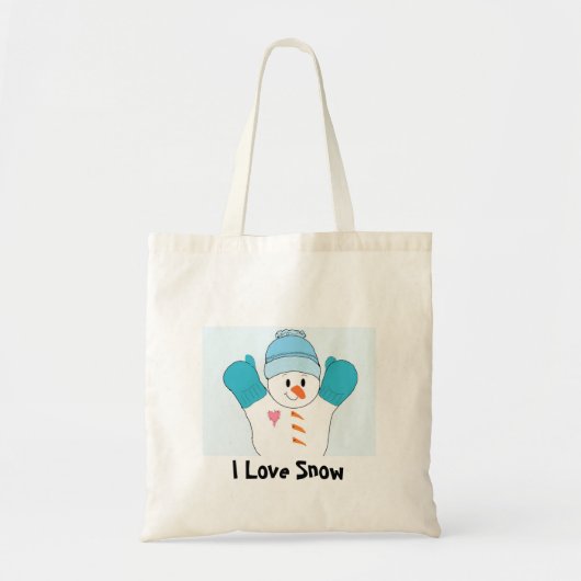 Blijde Sneeuwman - Ik Hou van Sneeuw Tote Bag (Voorkant)