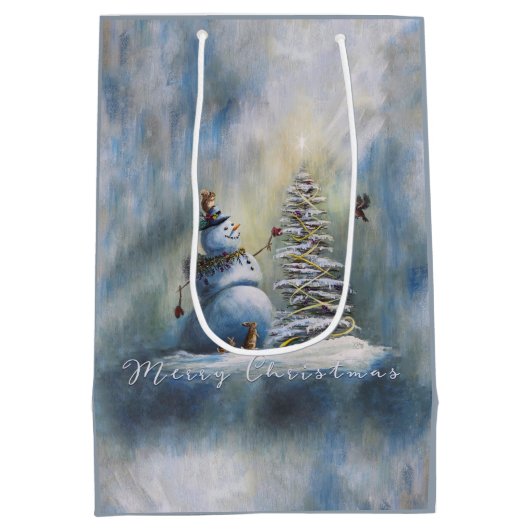Blijde Sneeuwman Medium Cadeauzakje (Achterkant)