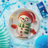 Blijde Sneeuwman Papieren Bordje (Feest)